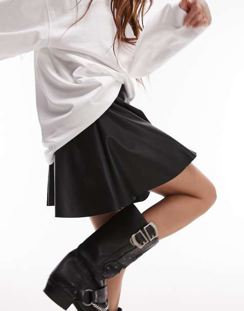 Topshop - Zachte mini-rok met leerlook in zwart - view 1