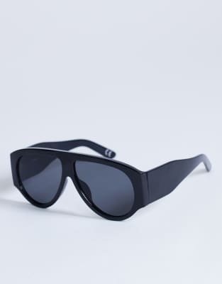 Topshop Zante Aviator Sunglasses In Black