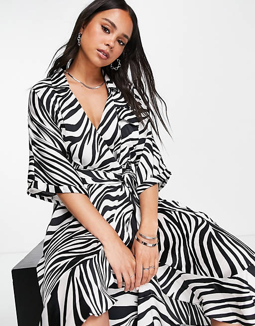  Topshop zebra midi shirtdress in  monochrome 