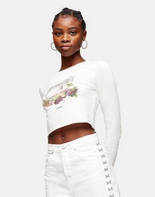 white long sleeve crop top asos