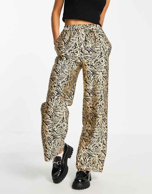 Topshop zebra print wide leg sweatpants in gold ASOS