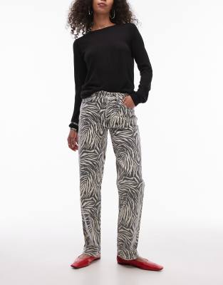 Topshop Zebra Straight Leg Pants-multi