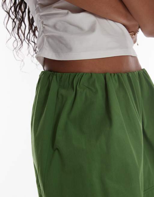 Topshop – Zielona, popelinowa spódnica mini, 2 z 5