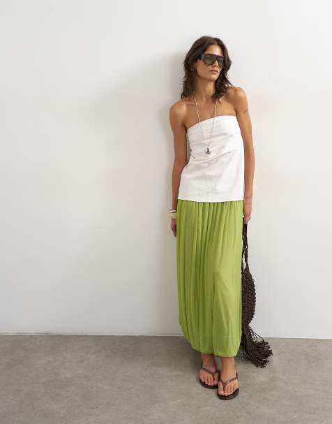 Topshop – Zielona spódnica balonowa maxi z siateczki - view 1