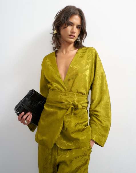 Topshop – Zielone żakardowe kimono - view 1