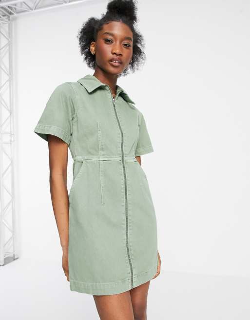 Topshop zip 2025 denim dress