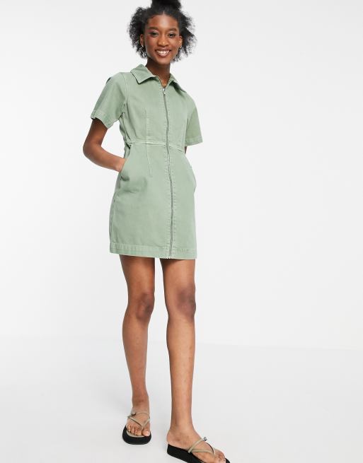 Topshop zip shop up denim dress