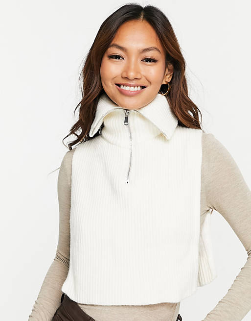 Jumpers & Cardigans Topshop zip front knitted bib in cream 