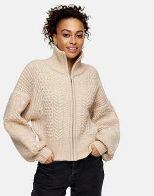 oatmeal cable knit cardigan
