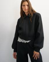 Topshop zip through formal blazer in black