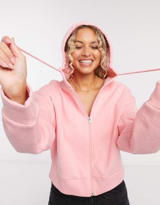 Pink zip outlet up hoodie