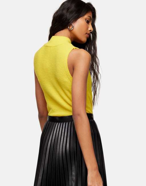 Topshop – Żółty puszysty top dzianinowy z półgolfem, 2 z 4