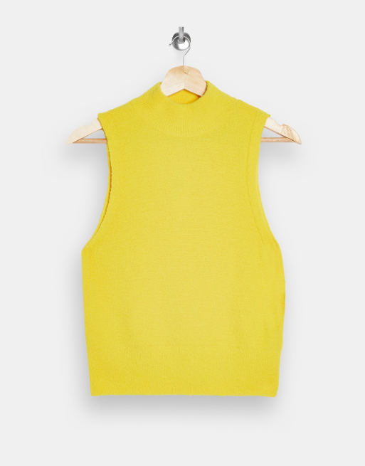 Topshop – Żółty puszysty top dzianinowy z półgolfem, 4 z 4