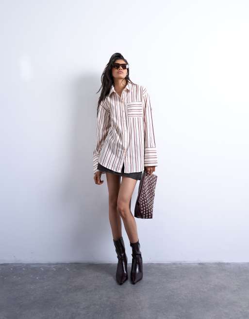 Topshop – Zwężana koszula popelinowa oversize w paski, 2 z 4