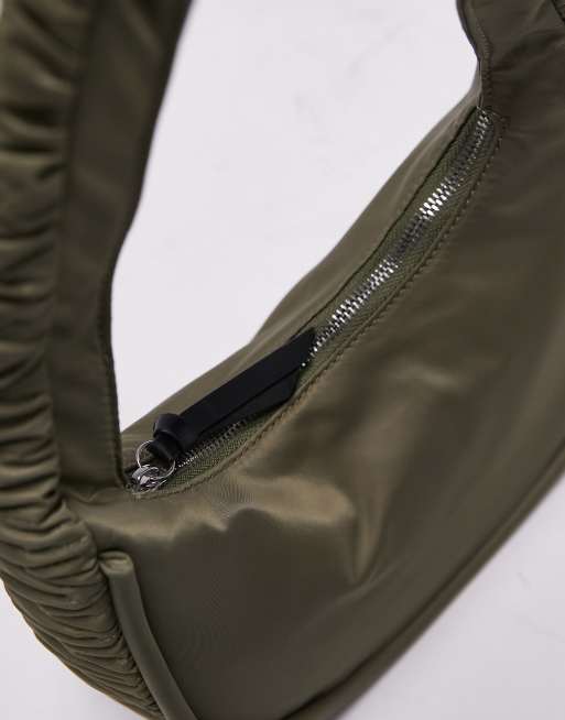 Topshopn Nancy nylon shoulder bag in khaki, 4 of 4