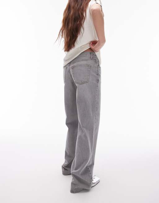 Topshp Ember low rise wide leg jeans in pale gray
