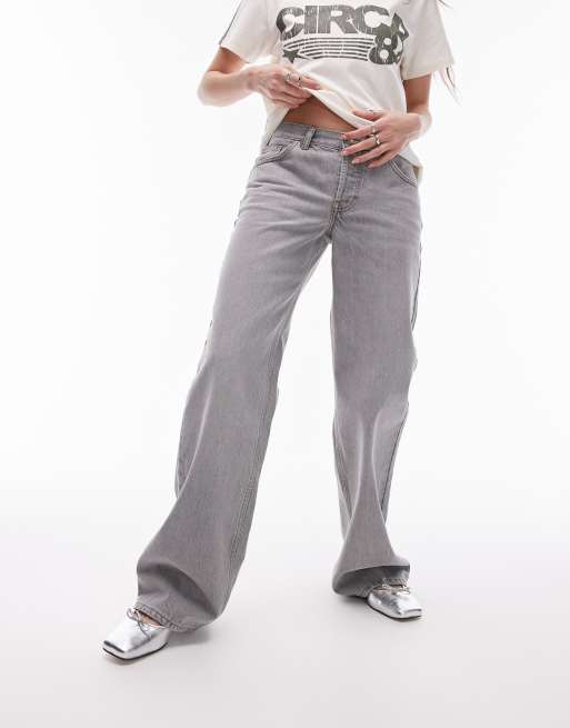 Topshp Ember low rise wide leg jeans in pale gray