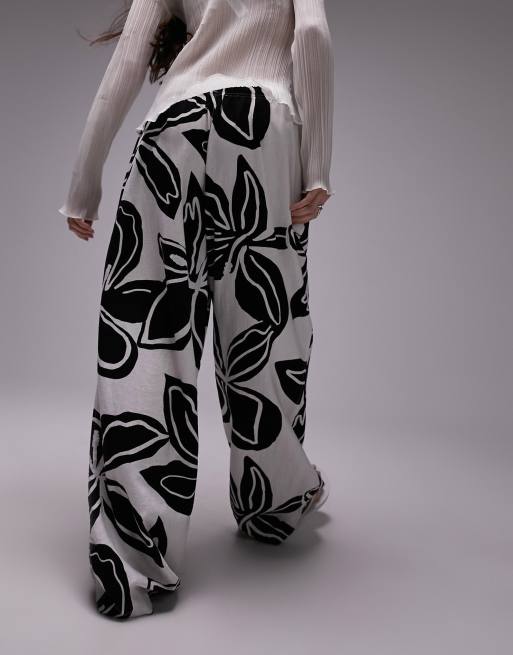 Pantalon large fleurs hotsell
