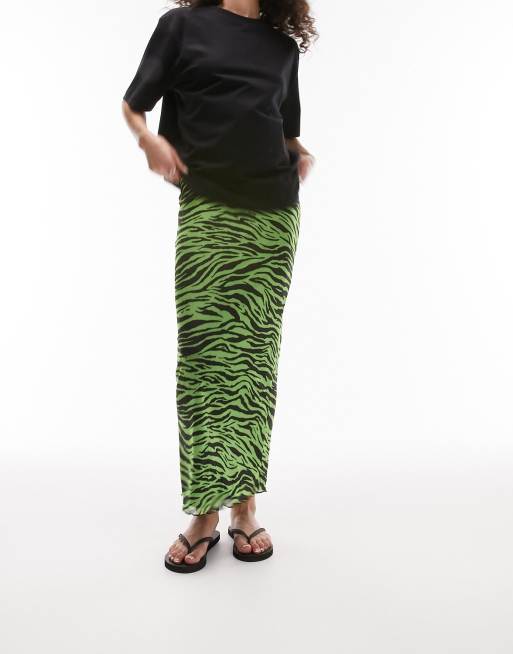 Zebra print green discount skirt