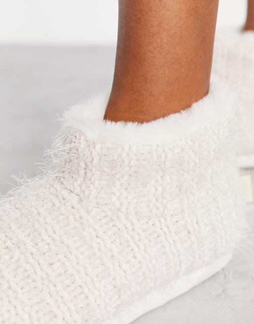 White fuzzy boot clearance slippers