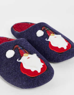 Totes Christmas Santa Slipper In Navy