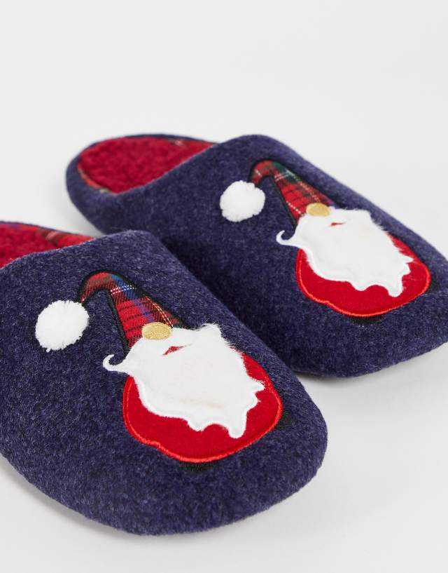 Totes christmas santa slipper in navy