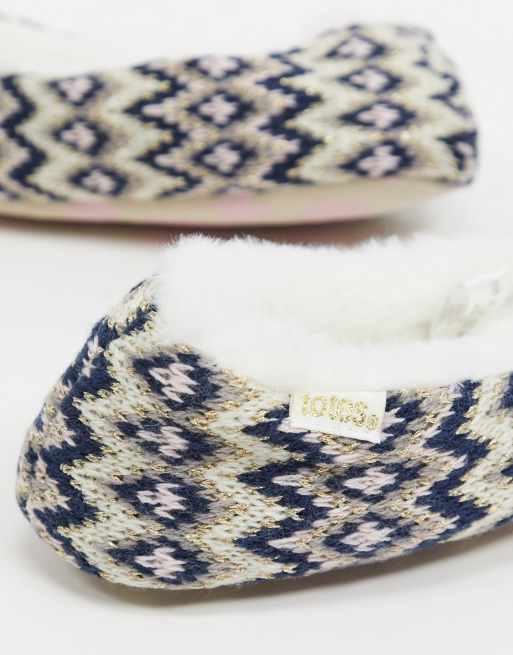 Totes fairisle ballet slippers in multi