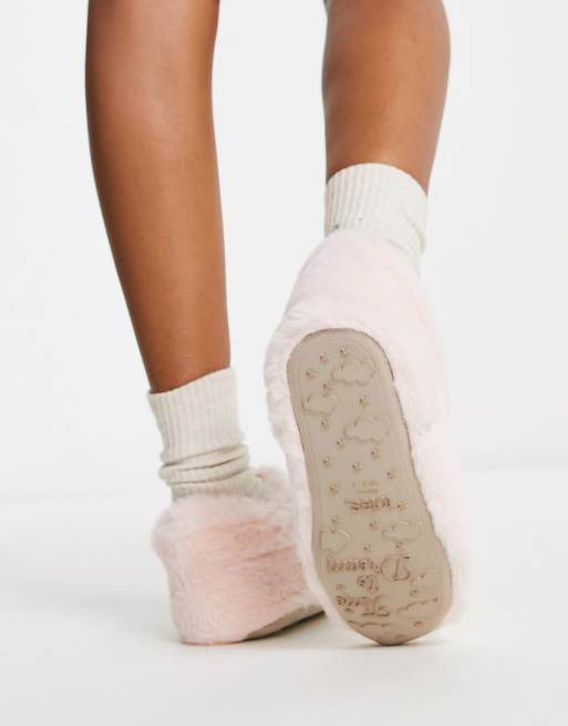 White fuzzy boot slippers sale