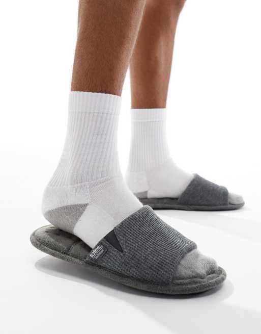 Totes Isoflex slider slippers in charcoal grey