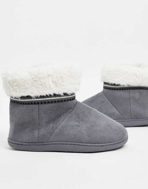 Totes Isotoner Bottes pantoufles Gris ASOS