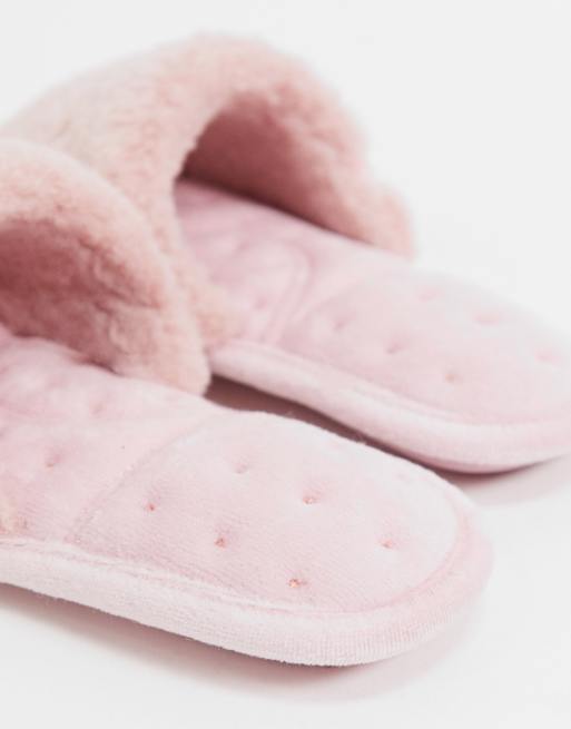 Totes Isotoner open toe mule slippers in pink