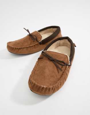 tan moccasin slippers