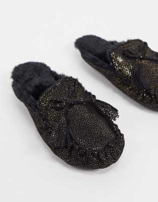 black sparkle slippers