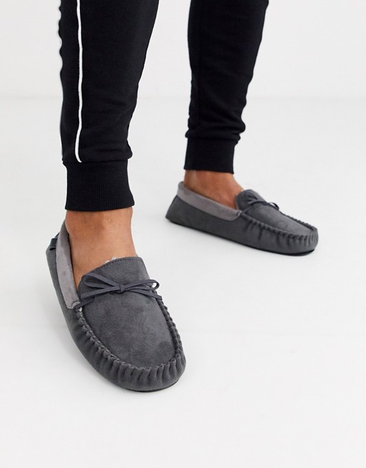 Totes moccasin slipper in grey