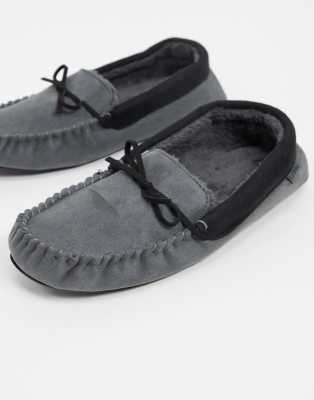 gray moccasin slippers