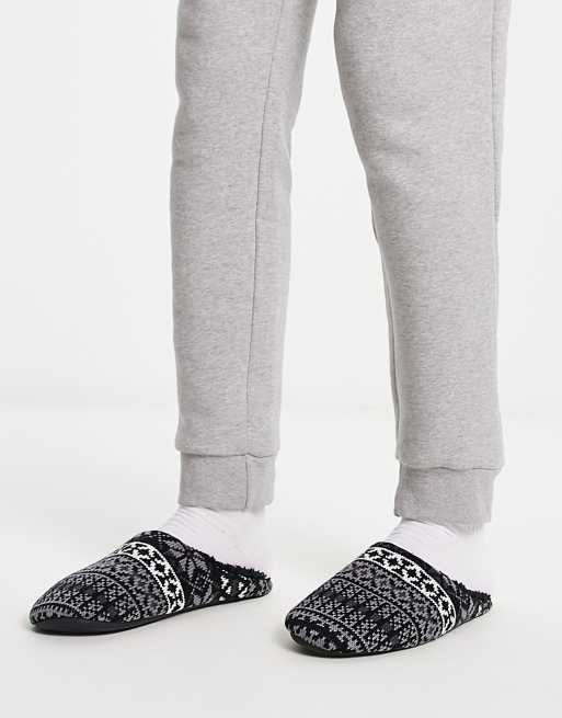 Totes - Mule-hjemmesko med juleinspireret Fair Isle-design