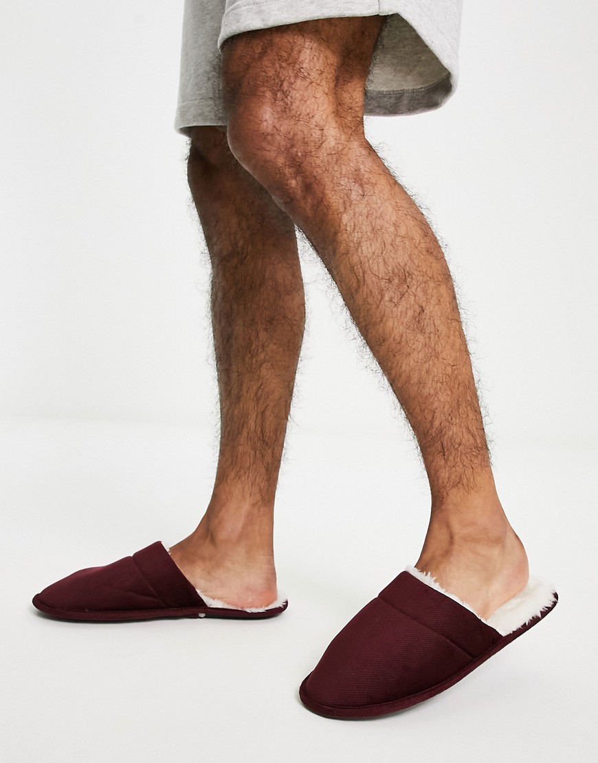 mule slipper in burgundy-Red