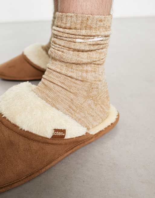 Totes tan suede online mule slippers