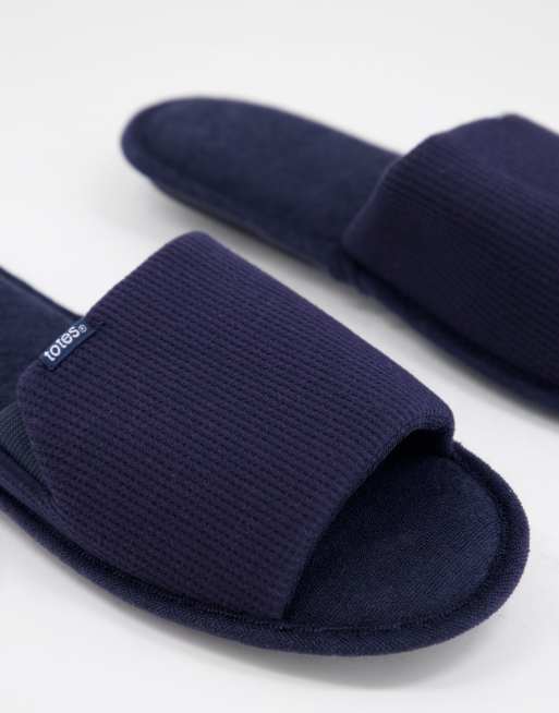 Navy open toe outlet slippers