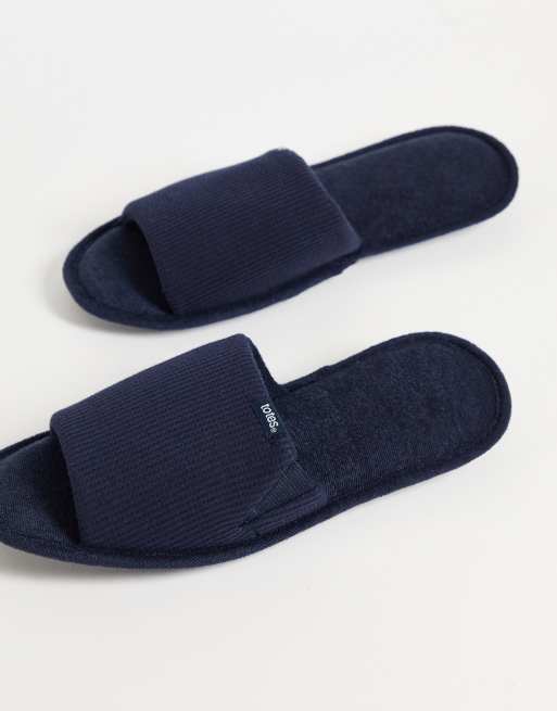 Totes - Pantoffels met open teen in marineblauw