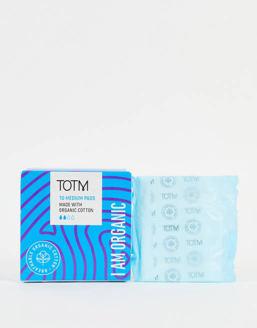 TOTM - Boîte de 10 serviettes hygiéniques en coton biologique - Flux moyen - NOC