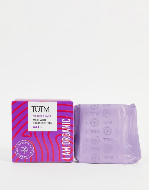 TOTM - Lot de 10 serviettes hygiéniques en coton - Flux abondant