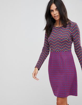 Traffic People - tekstur 2-i-1 kjole med blandet print-Multifarvet