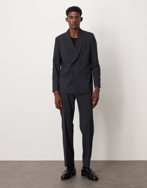 Traje azul marino de corte estándar con raya diplomática de ASOS DESIGN - view 1
