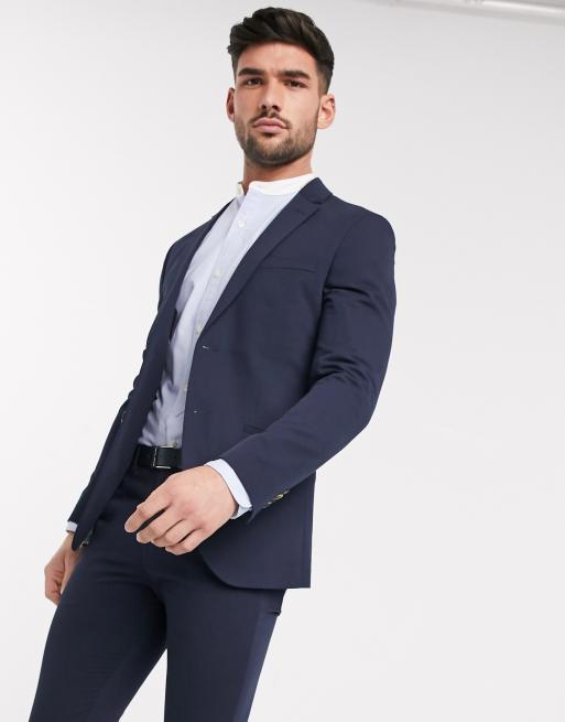 Traje azul marino de corte superslim el stico de poli ster de Jack Jones Premium