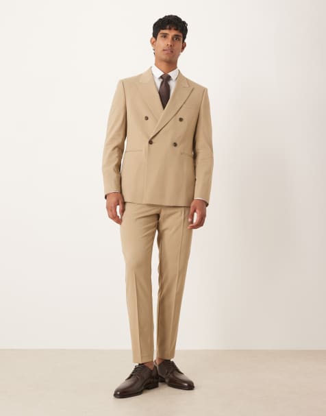 Traje beis con doble botonadura de ASOS DESIGN - view 1