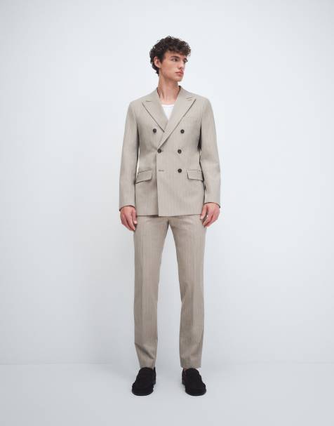 Traje beis con raya diplomática de corte slim de Selected - view 1
