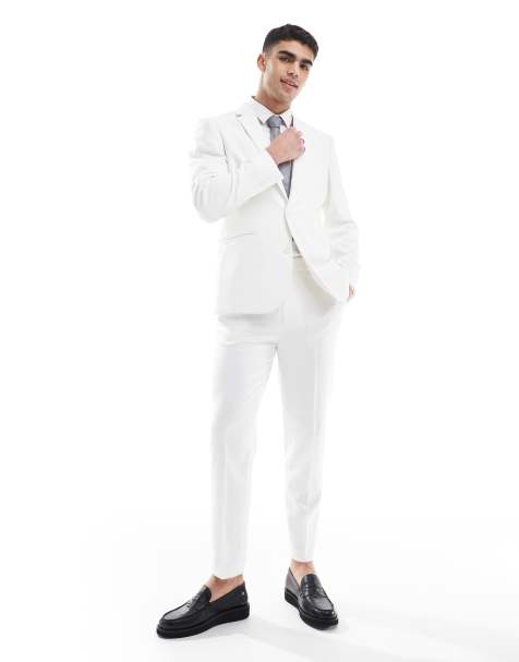 Traje blanco de corte slim de tejido texturizado de ASOS DESIGN - view 1