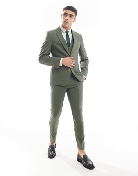 Traje caqui entallado de ASOS DESIGN - view 1