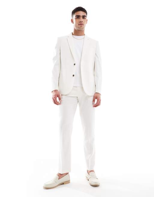 Traje color crudo de corte slim de ASOS DESIGN